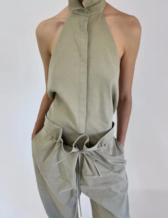 OLIVE SLEEVELESS SHIRT